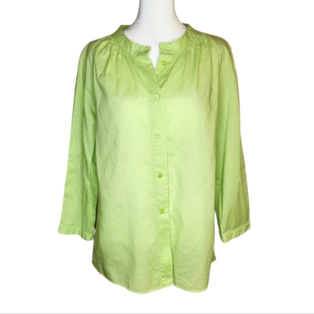 Sandro 100% Cotton Green Button Down Top Size Large